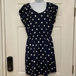 GAP Polka Dot Fit and Flare Dress - Large (navy and white)